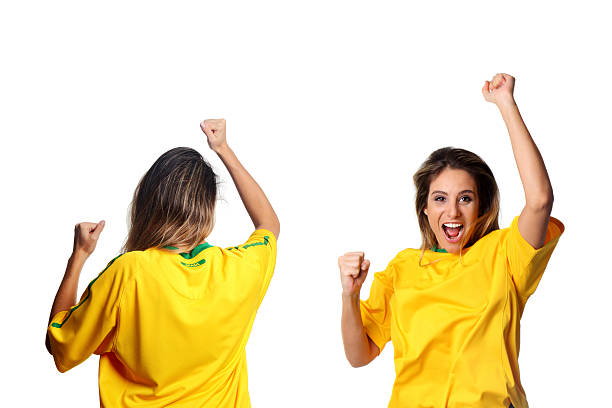 Front and back view of a Brazilian fan stock photo