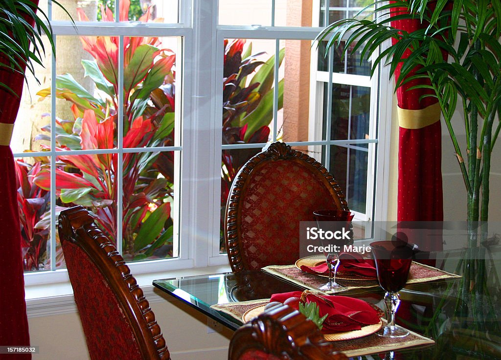 Jantar com um jardim vista - Royalty-free Almoço Foto de stock