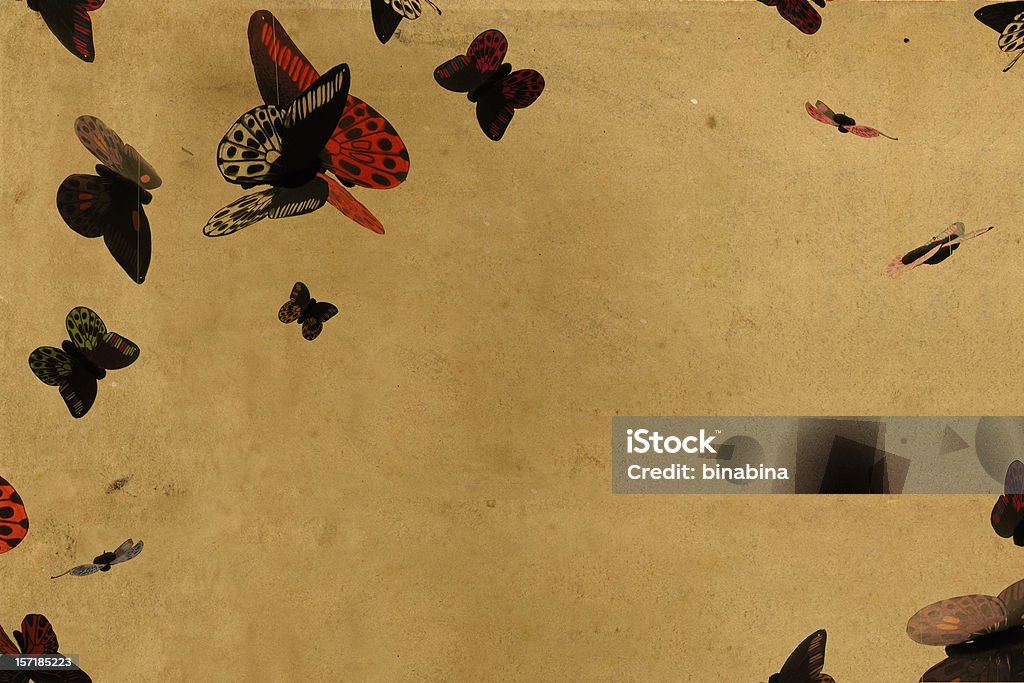 vintage paper butterflies background  Illustration Stock Photo