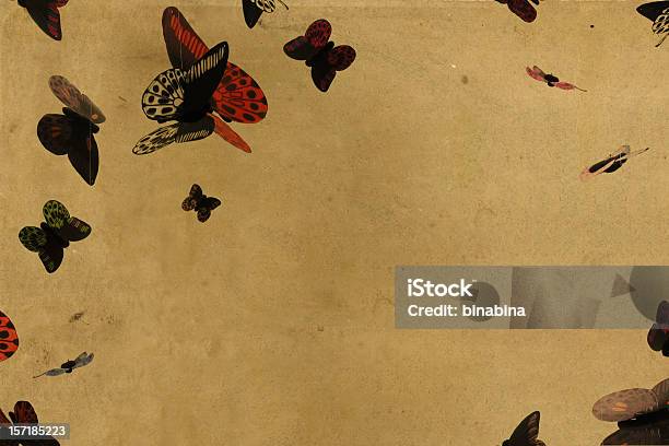 Vintage Paper Butterflies Background Stock Photo - Download Image Now - Illustration, Old-fashioned, Retro Style