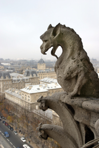 paris france september 29 \n 2006 -  monster statue at notre dame in paris