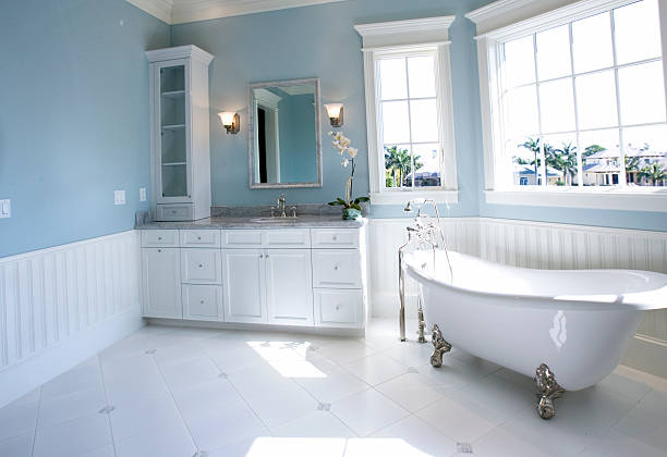 istock Luxury Master Bathroom with Free Standing Bath Tub 157185450