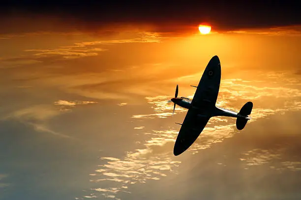 High flying spitfire on sunset patrol