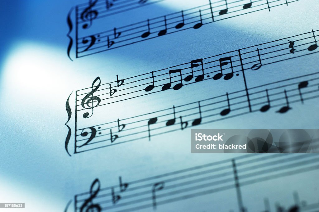 Sheet Music  Blue Stock Photo