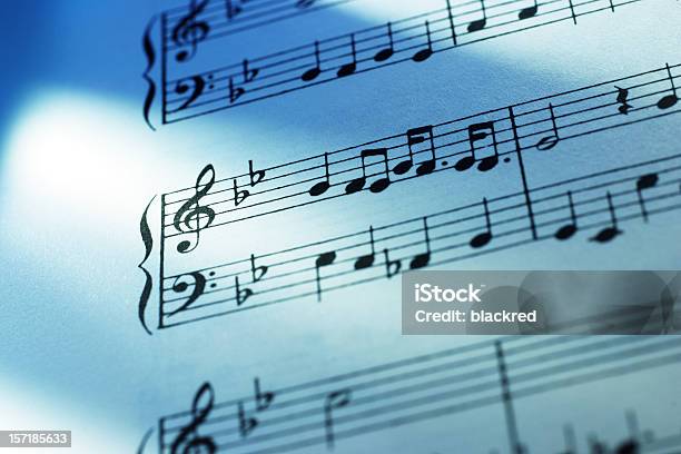 Sheet Music Stock Photo - Download Image Now - Blue, Sheet Music, Arrangement