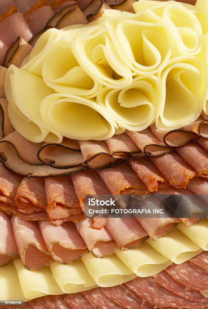 Cheese and Meat variety Provalone Cheese and ham and salami variety Antipasto Stock Photo