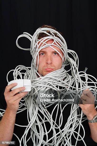 Homem E Máquina Guy - Fotografias de stock e mais imagens de Cabo - Cabo, Caos, Computador Pessoal