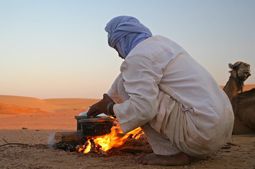 Bedouin making dinner