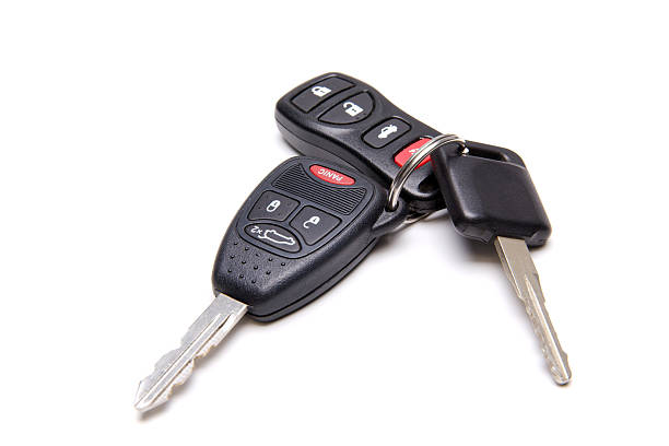 Isolated car keys on white background stock photo