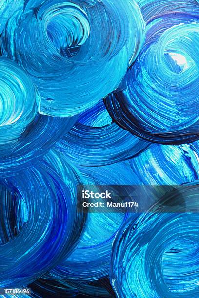 Abstract Blue Pintura Foto de stock y más banco de imágenes de Fondos abstractos - Fondos abstractos, Acrílico, Color - Tipo de imagen