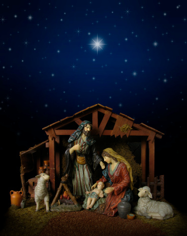 A nighttime nativity scene.