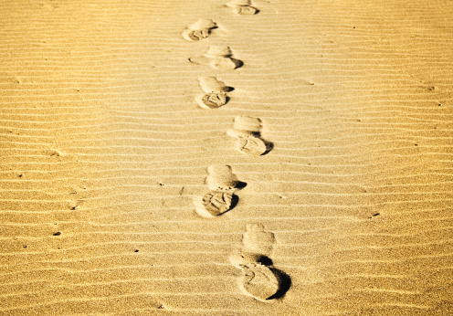 Footprints on textured sand