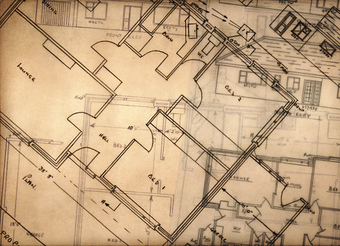 Architectural sketch of modern building