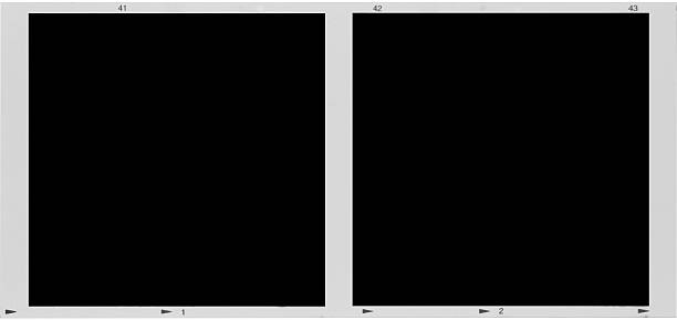 Medium Format Filmstrip - 2 frames This is a scan of two frames of medium format film. The frames have been blacked out. The scan is intentionally realistic and gritty. contact sheet stock pictures, royalty-free photos & images