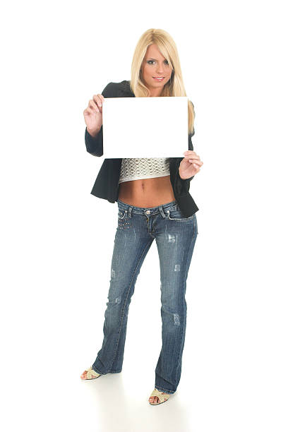 young business girl with blank paper stock photo