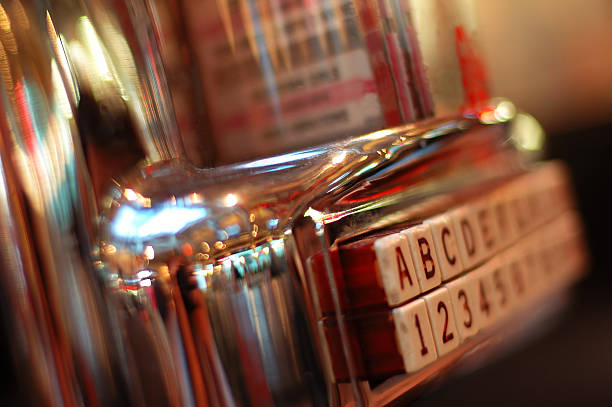 Jukebox on a blurred picture, vintage style stock photo