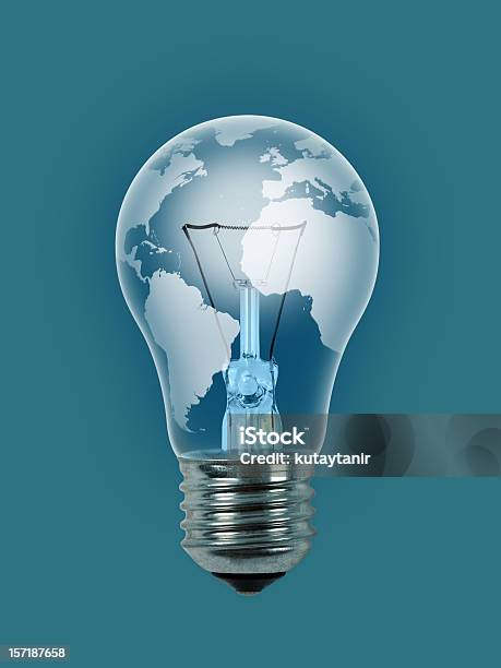 Globo Lâmpada - Fotografias de stock e mais imagens de Mapa do Mundo - Mapa do Mundo, Lâmpada, Eletricidade