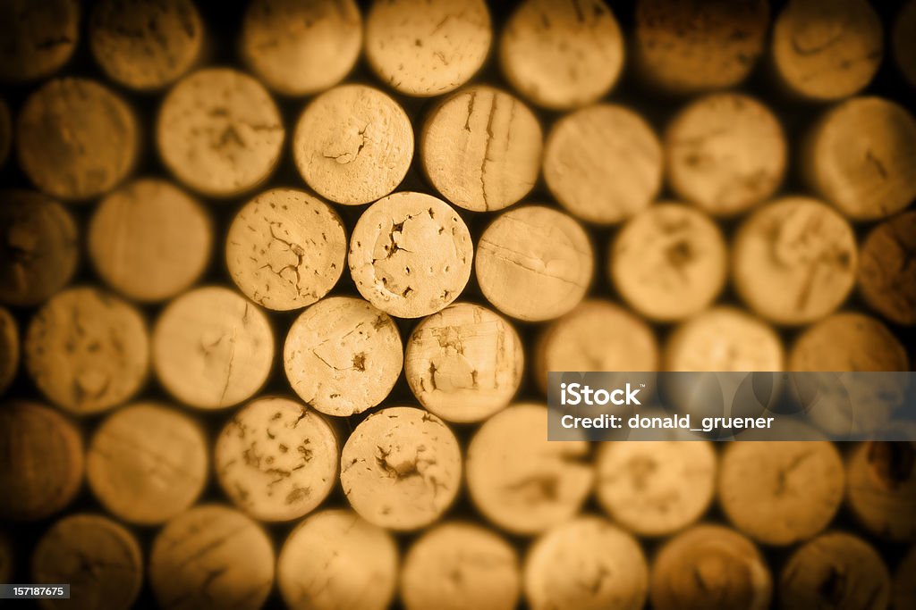A pile of corks stacked neatly Corks from wine bottles Cork - Stopper Stock Photo