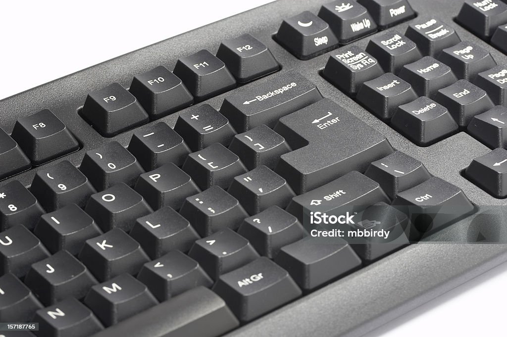 블랙 컴퓨터 키보드, 흰색 바탕에 흰색 배경 - 로��열티 프리 컴퓨터 키보드 스톡 사진