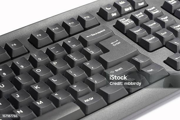 Foto de Preto Teclado De Computador Isolado No Fundo Branco e mais fotos de stock de Teclado de computador