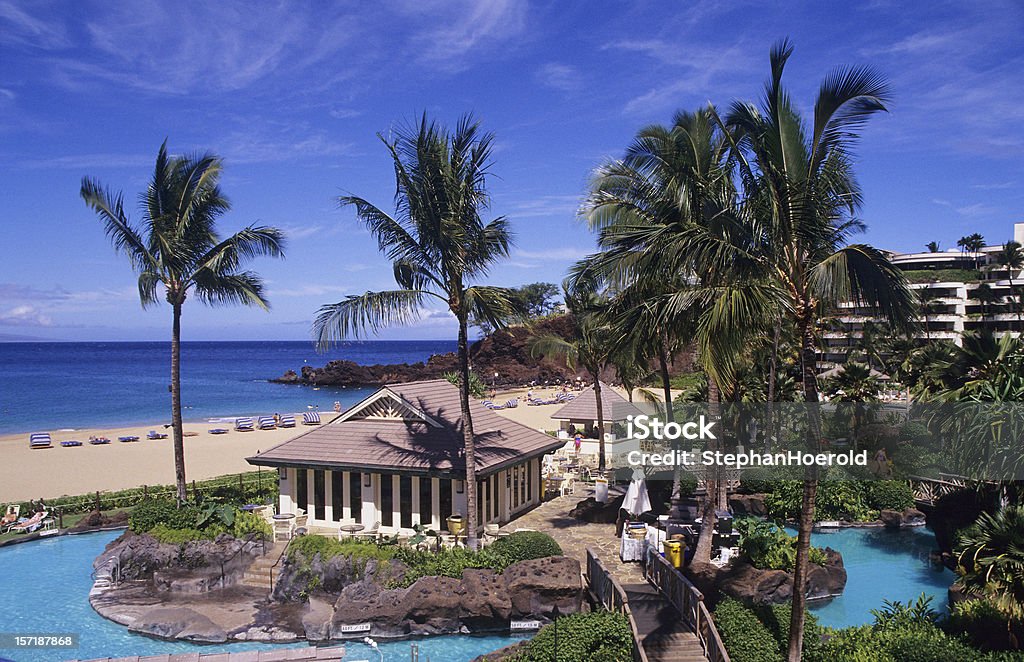 Ka'anapali beach, vacaciones en un hermoso paisaje de Maui resort - Foto de stock de Kaanapali libre de derechos