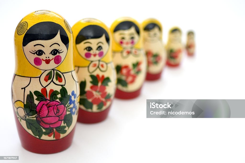 Russian Toys in line  Russian Nesting Doll Stock Photo