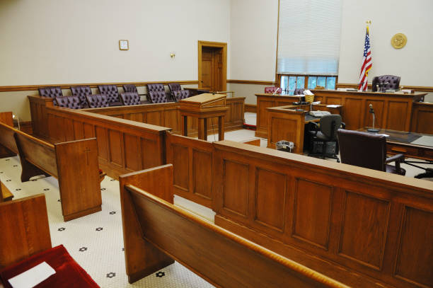 istock Overview of empty American courtroom 157187980