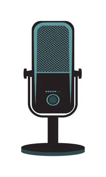 Vector illustration of Retro microphone on short leg stand