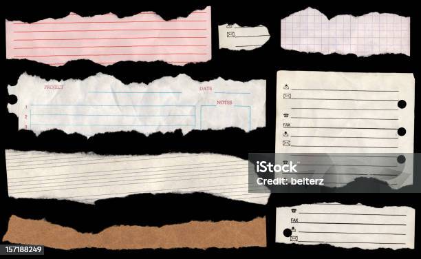 Paper Scraps Stock Photo - Download Image Now - Paper, Torn, Striped