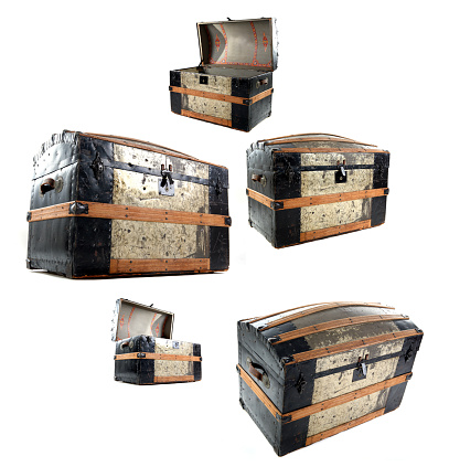 old iron chest isolated on white background,include clipping path