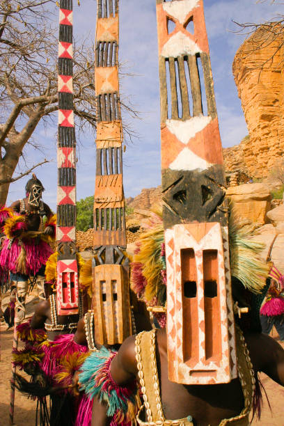 istock Four Dogon Dancers, Masks and Stilts 157188952