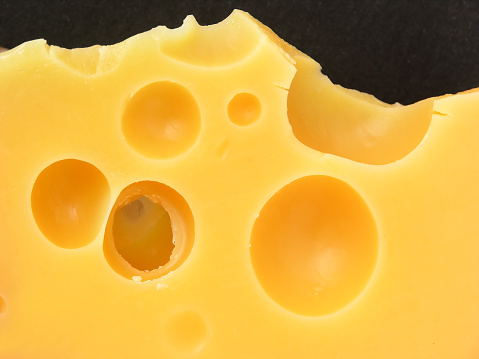 Closeup view of a delicious piece of cheese