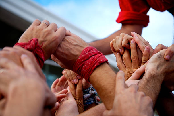 Castellers hands stock photo