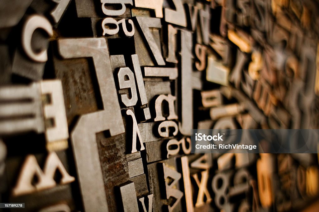 Wood Type Mixture  Alphabet Stock Photo