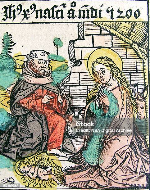 Bible Ancienne Illustrationnativité La Naissance De Jésus Vecteurs libres de droits et plus d'images vectorielles de Objet gravé