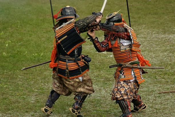 Samurai fight stock photo
