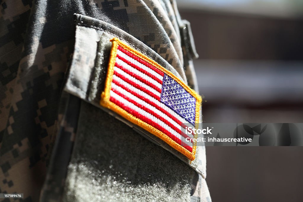 Military soldier's american flag arm patch http://dieterspears.com/istock/links/button_military.jpg USA Stock Photo