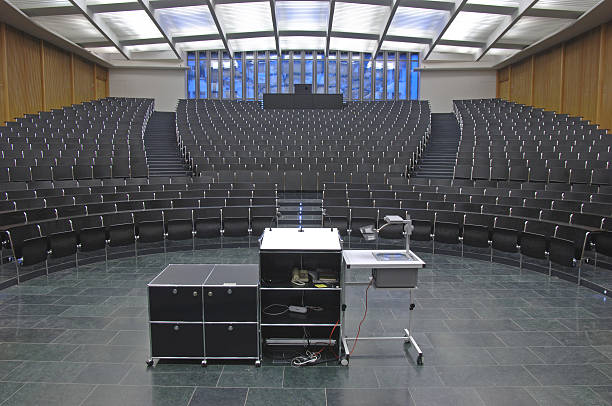 An empty auditorium ready for a class or seminar stock photo