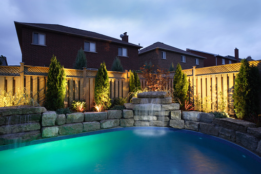 Backyard Pool at night