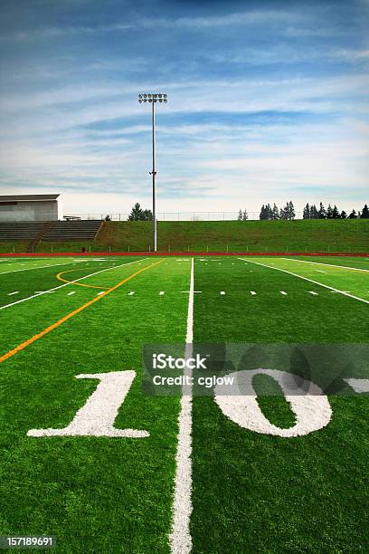 Línea De 10 Yardas Foto de stock y más banco de imágenes de Azul - Azul, Blanco - Color, Campo - Lugar deportivo