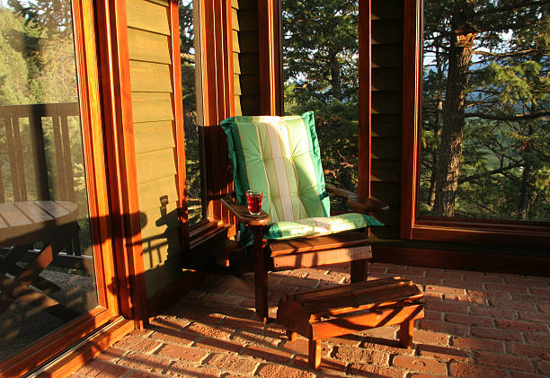 Golden Light and shadow of the summer evening. Screens on all windows. Cottage. ** I also have two verticals of this image #1823912 and #3491549