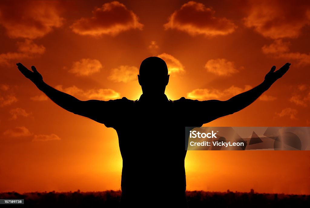 Man at Sunset Abstract Stock Photo