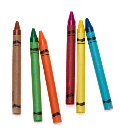 Colorful crayons on white background. In aRGB color for beautiful prints. 