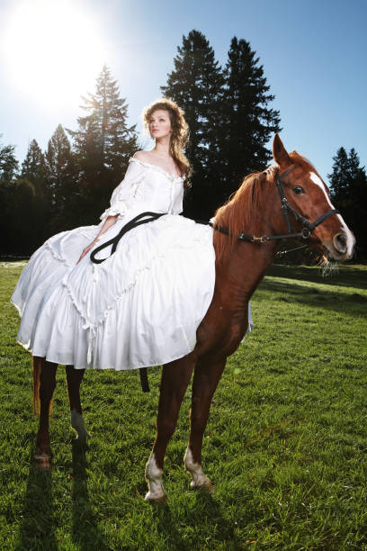 istock Colonial Woman in Broad Daylight on a Horse 157189849