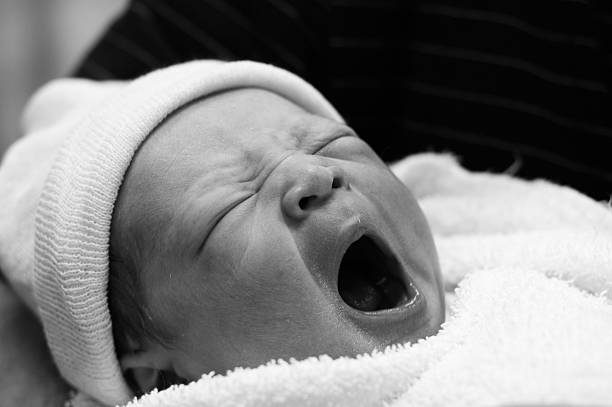 istock Baby Yawn B&W 157189924