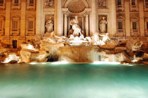 The four river fountain , created by Bernini in Italy .