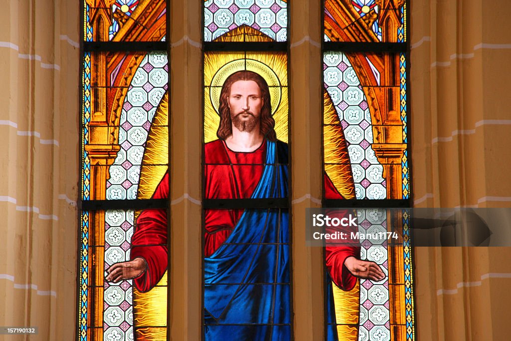 colorful church window in germany  Catholicism Stock Photo