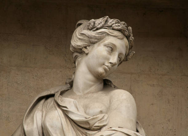 escultura de la fontana de trevi, roma, italia - estatua fotografías e imágenes de stock