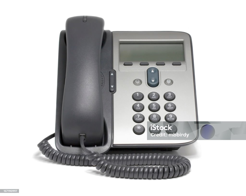 Moderno Telefone VoIP (isolada no branco - Royalty-free A usar um telefone Foto de stock