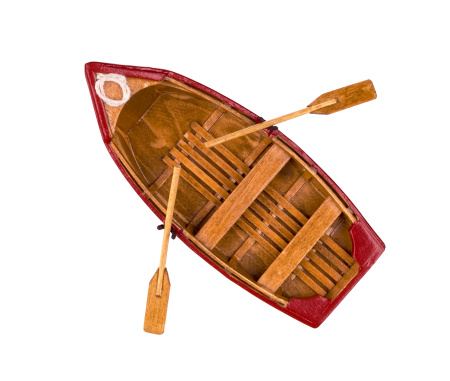 5cm wooden boat model with a rope on the deck. 